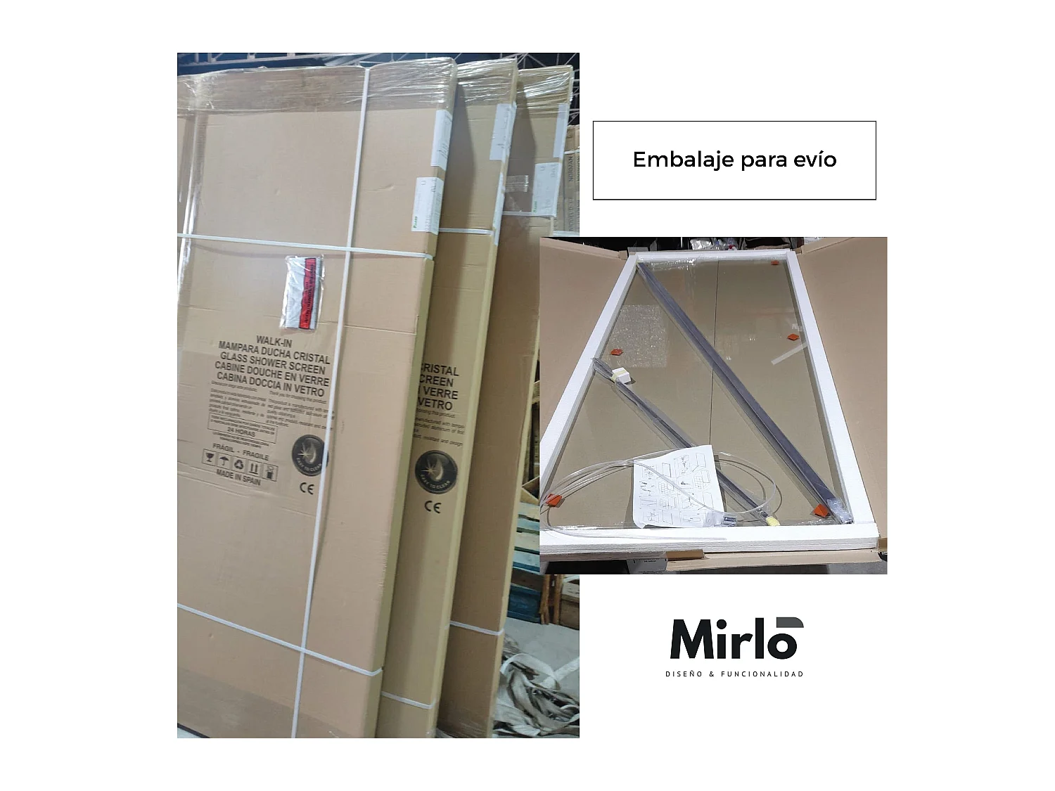 Panel fijo de ducha WALK IN Perfil Negro Grosor Cristal 6 mm