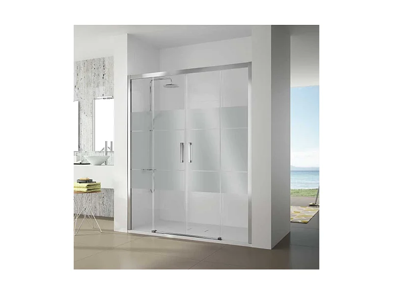 Frontal de ducha 2 fijos+ 2 Puertas Correderas 162-168 cm S400 Cromado  Lateral Fijo : 66.5 - 69 cm