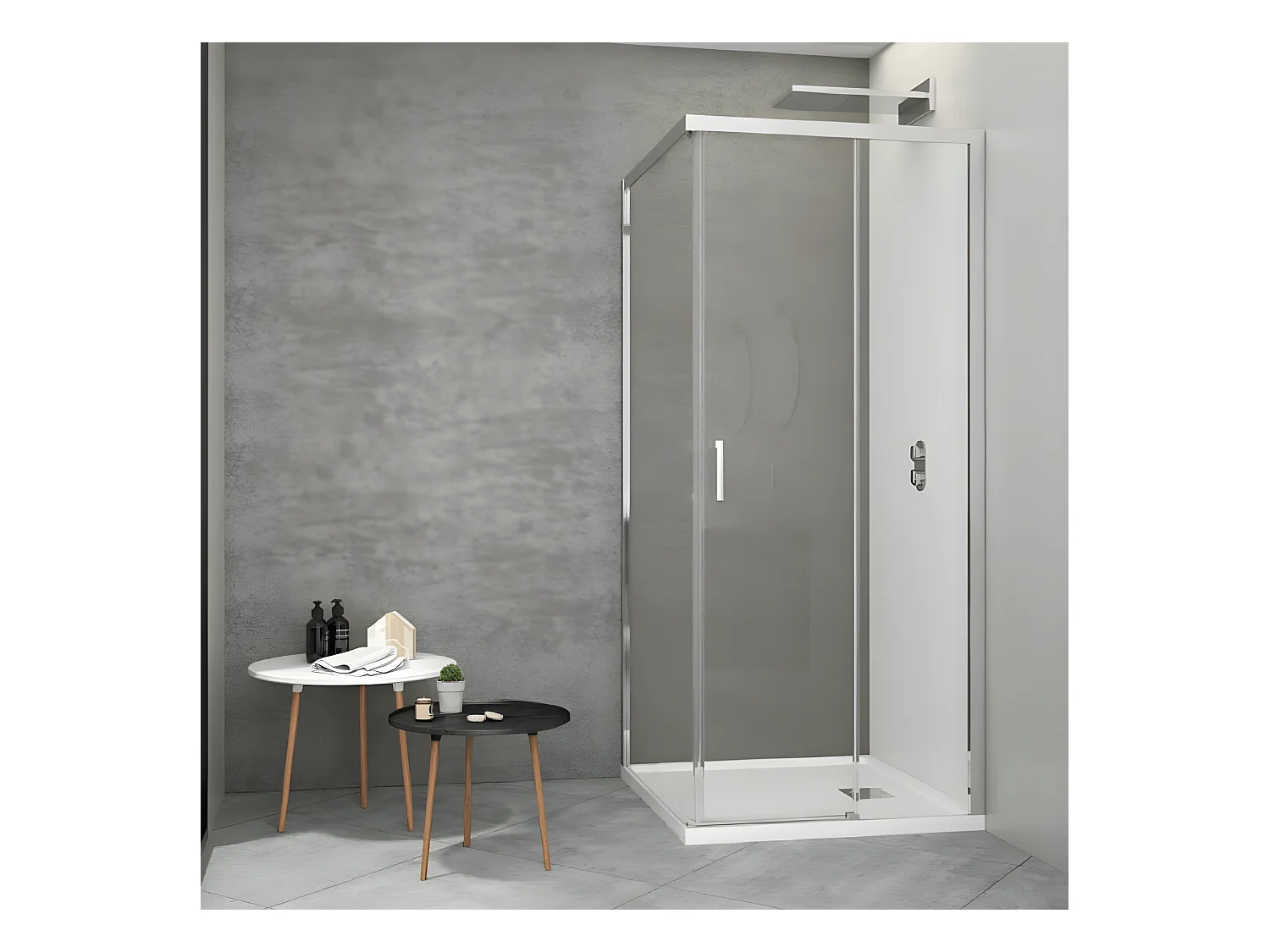 Frontal de ducha + Puerta Corredera 110 cm  JOHNSON Cristal transparente 70 cm