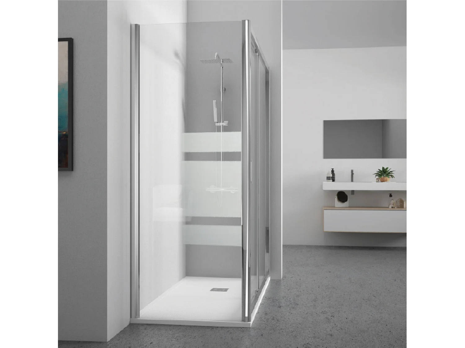 Frontal de ducha + Puerta Corredera 110 cm  JOHNSON Cristal transparente 70 cm
