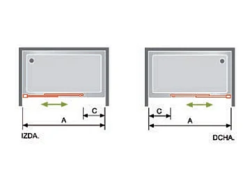 Frontal de ducha + Puerta Corredera 125 cm SLIM perfil Cromado Sin pared lateral