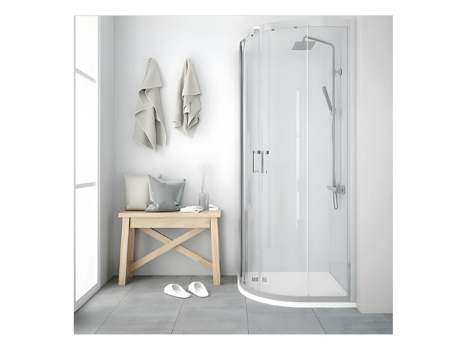 Angular de ducha 2  Fijos 55cm + 2 Puertas Correderas 80x80 80x80 Semicircular JORDAN Cristal transparente radio 55cm