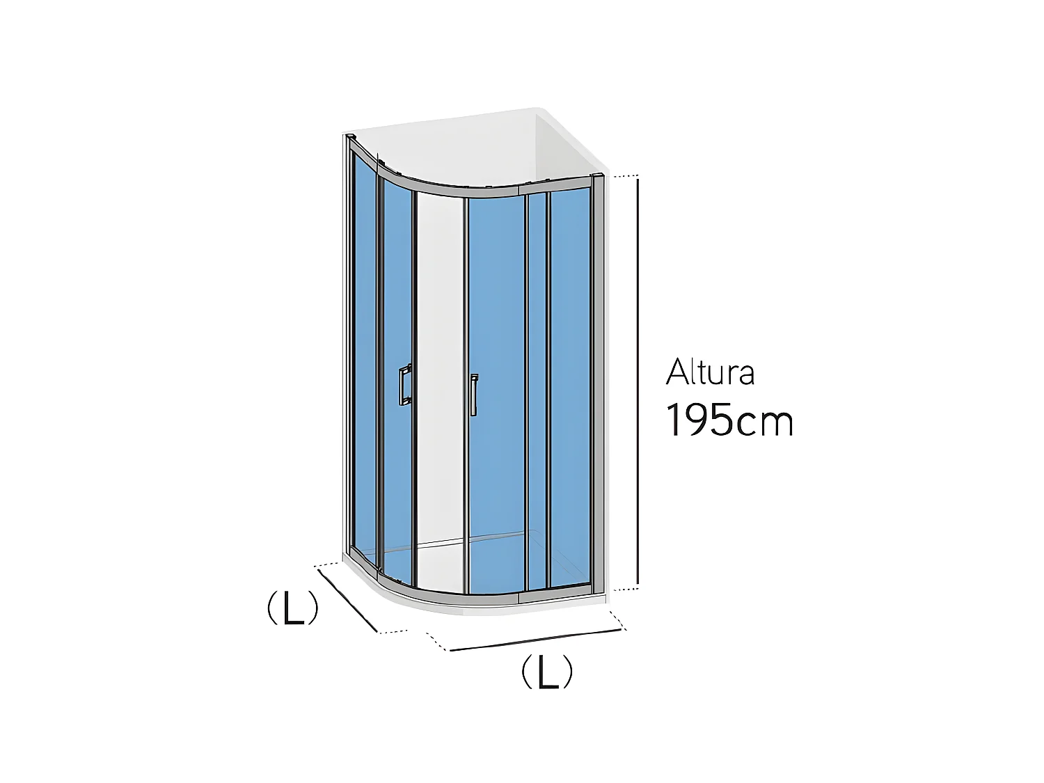 Angular de ducha 2  Fijos 55cm + 2 Puertas Correderas 80x80 80x80 Semicircular JORDAN Cristal transparente radio 55cm
