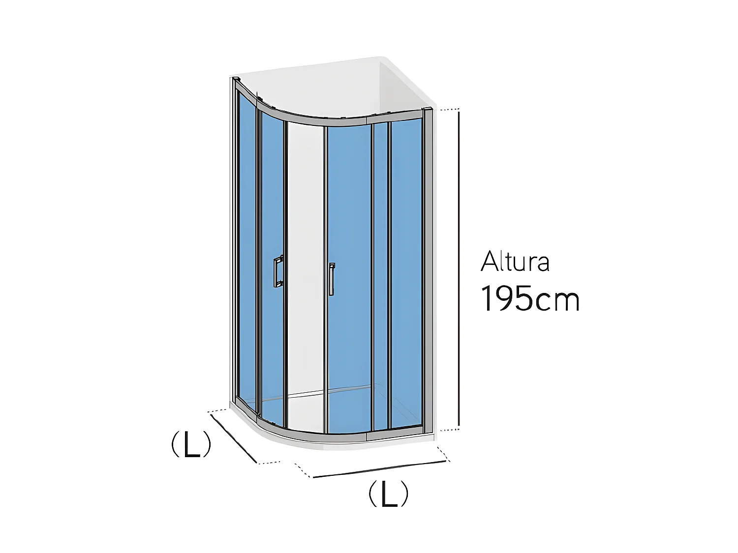 Angular de ducha 2  Fijos 55cm + 2 Puertas Correderas 80x80 80x80 Semicircular JORDAN Cristal transparente radio 55cm