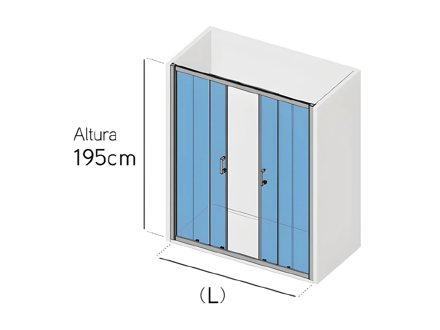 Frontal de ducha 2 Fijos + 2 Puertas Correderas  JAMESON Cristal transparente Lateral fijo: 75 cm 180 cm