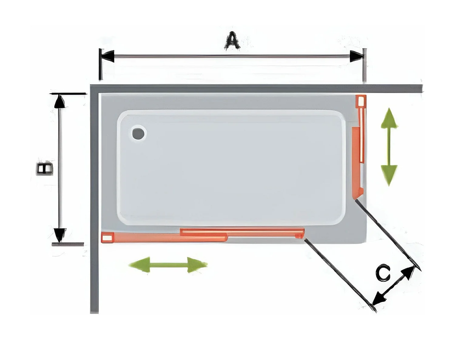 Angular de ducha 2 Fijos 90 cm + 2 Puertas Correderas 140 cm 140 cm LUKA