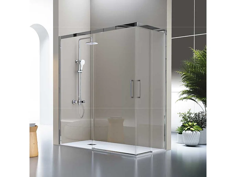 Angular de ducha 2 Fijos 70 cm + 2 Puertas Correderas 110 cm 110 cm LUKA