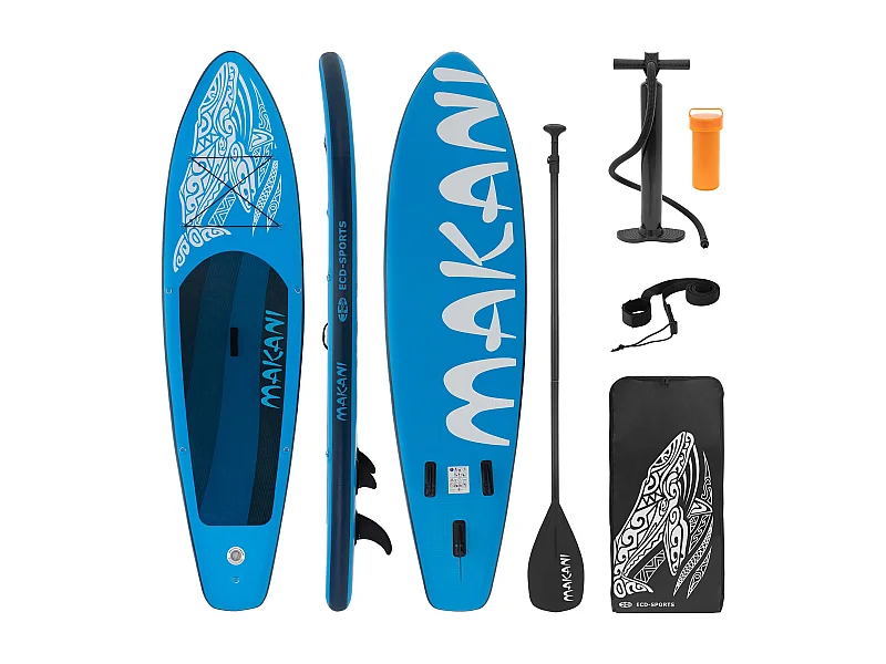 ECD Germany Stand Up paddle board Makani 320x80x15 cm blu tavola SUP gonfiabile per adulti e bambini max 120 kg surfboard con pagaia pompa zaino