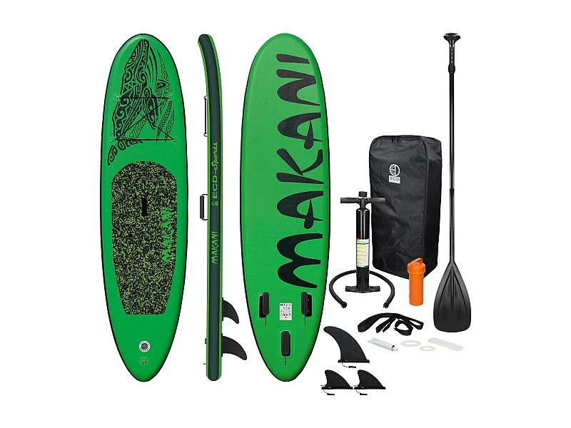 ECD Germany Stand Up paddle board Makani 320x80x15 cm verde tavola SUP gonfiabile per adulti e bambini max 120 kg surfboard con pagaia pompa zaino