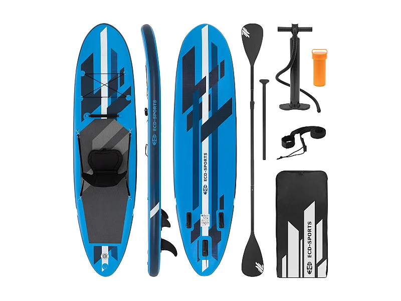ECD Germany Stand Up paddle board 320x82x15 cm blu tavola SUP con sedile per kayak gonfiabile per adulti e bambini max 120 kg con pagaia pompa zaino