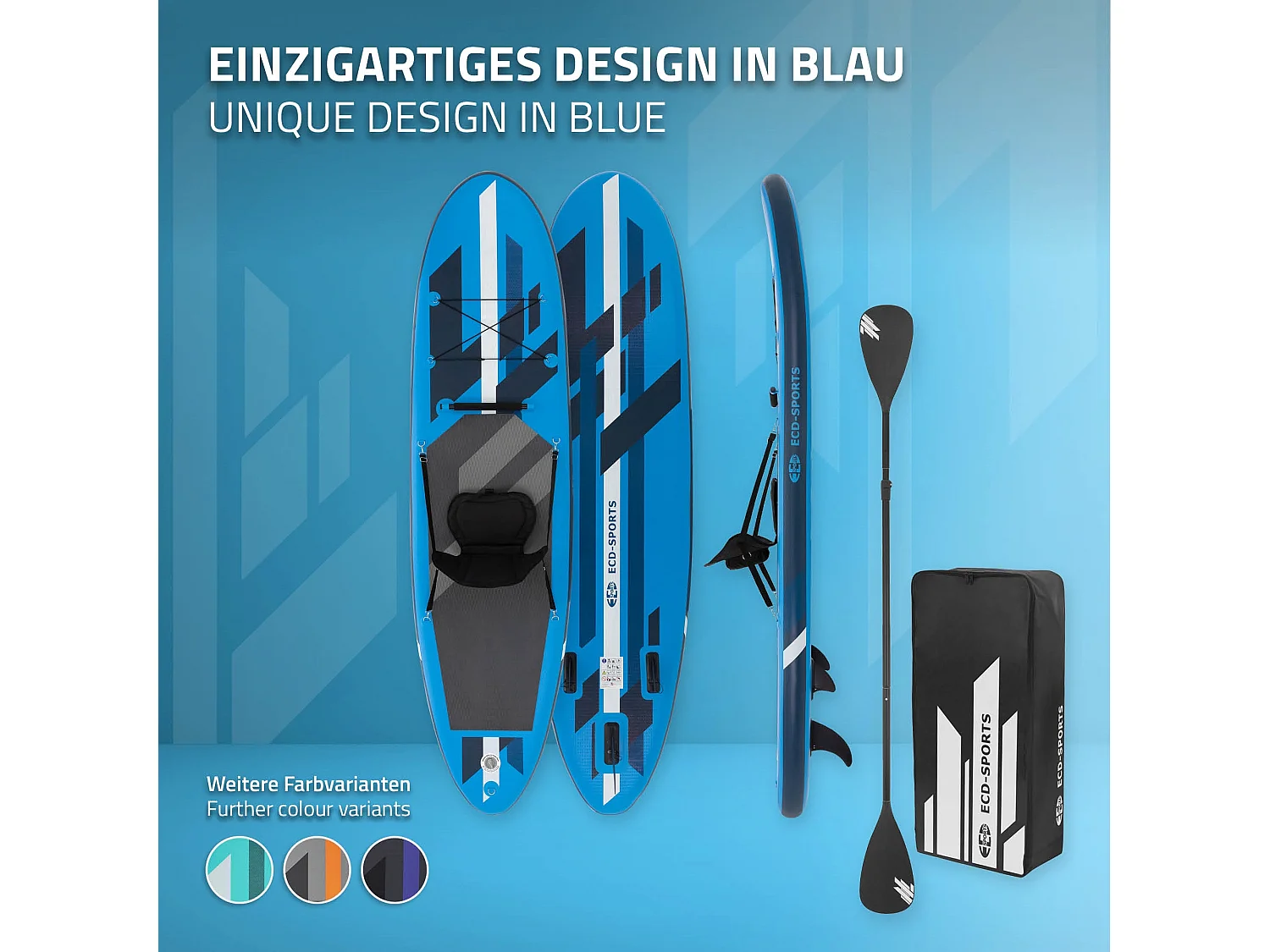 Planche stand up Kayak 320 x 82 x 15 cm bleu PVC gonflable jusqu'à 120kg revêtement antidérapant avec pompe sac de transport kit de réparation pagaie