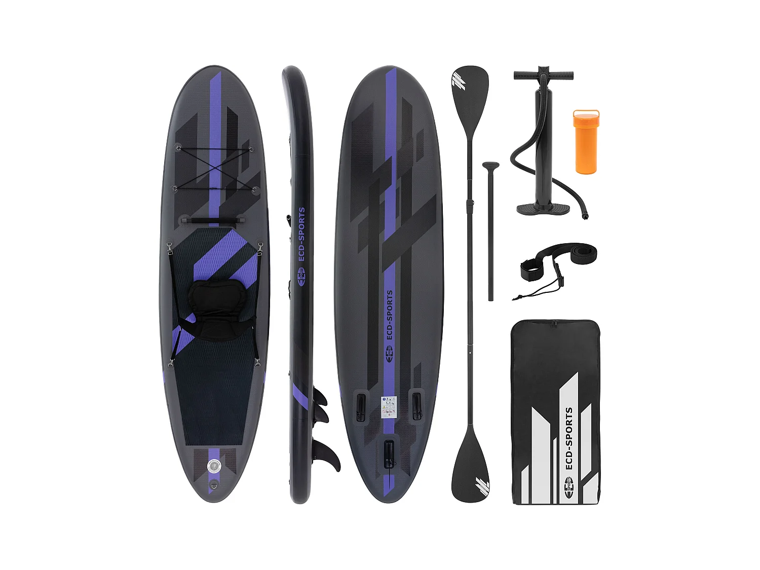 Planche stand up 320x82x15 cm noir PVC gonflable 120 kg revêtement antidérapant avec siège de kayak pompe sac de transport kit de réparation pagaie