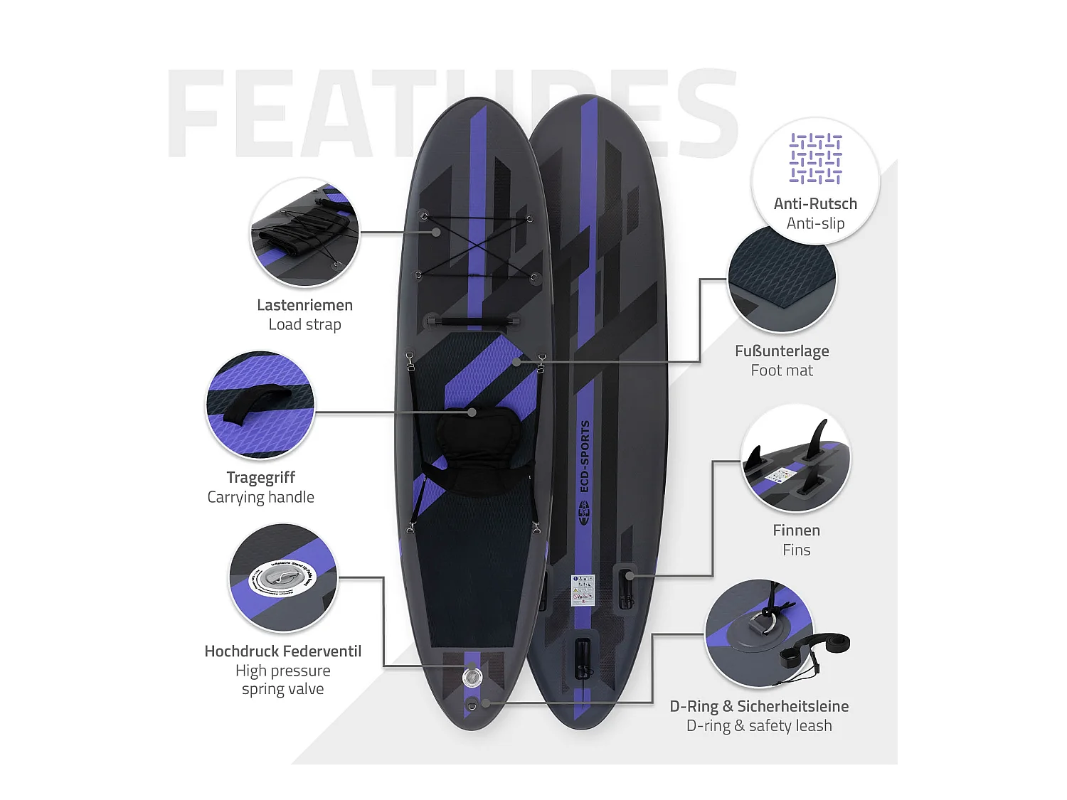 Planche stand up 320x82x15 cm noir PVC gonflable 120 kg revêtement antidérapant avec siège de kayak pompe sac de transport kit de réparation pagaie