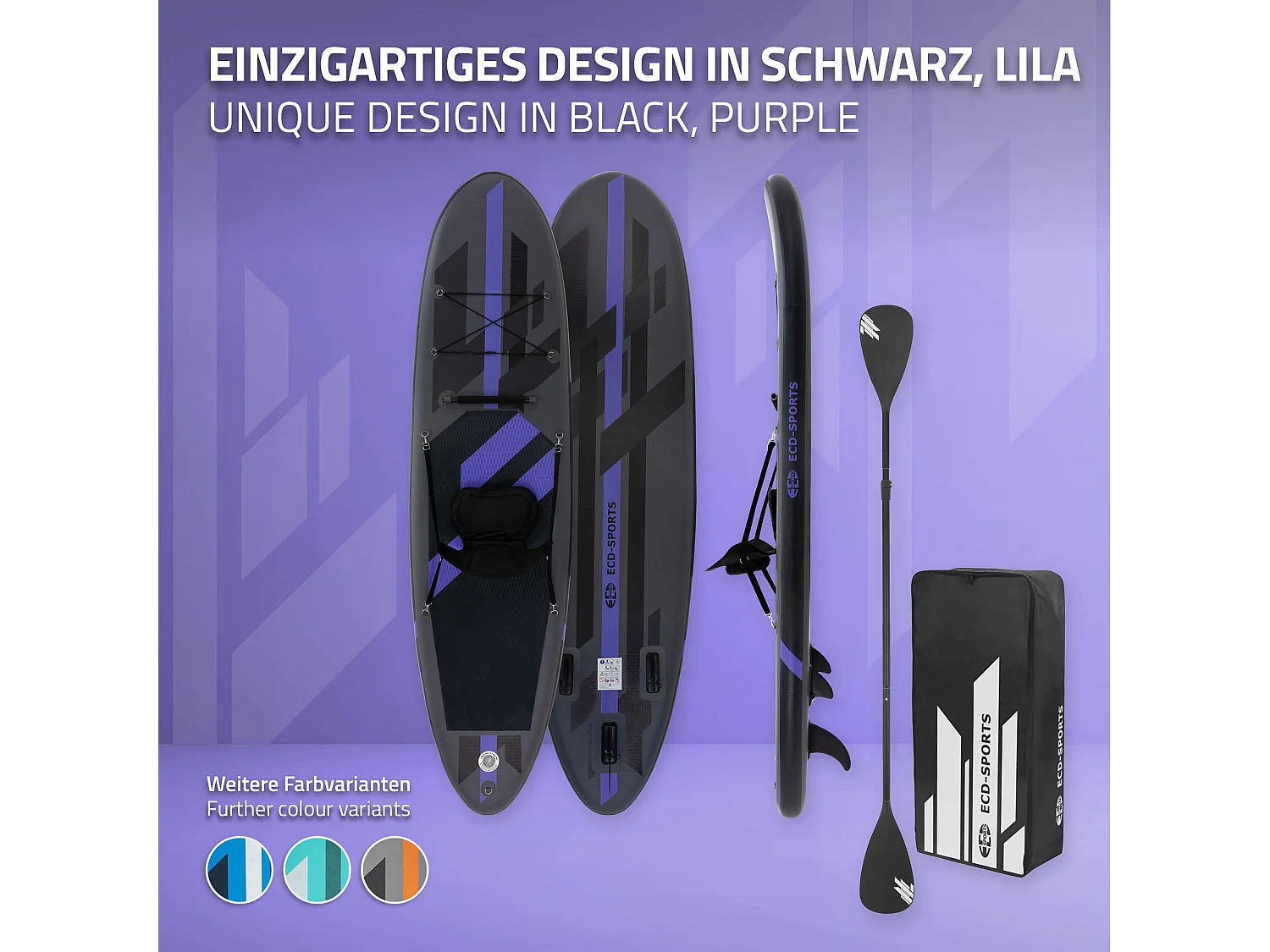 Planche stand up 320x82x15 cm noir PVC gonflable 120 kg revêtement antidérapant avec siège de kayak pompe sac de transport kit de réparation pagaie