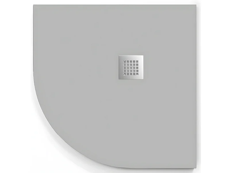 Plato de ducha  ONDA CURVE CENIZA  90x90 cm (radio 50) rejilla inox