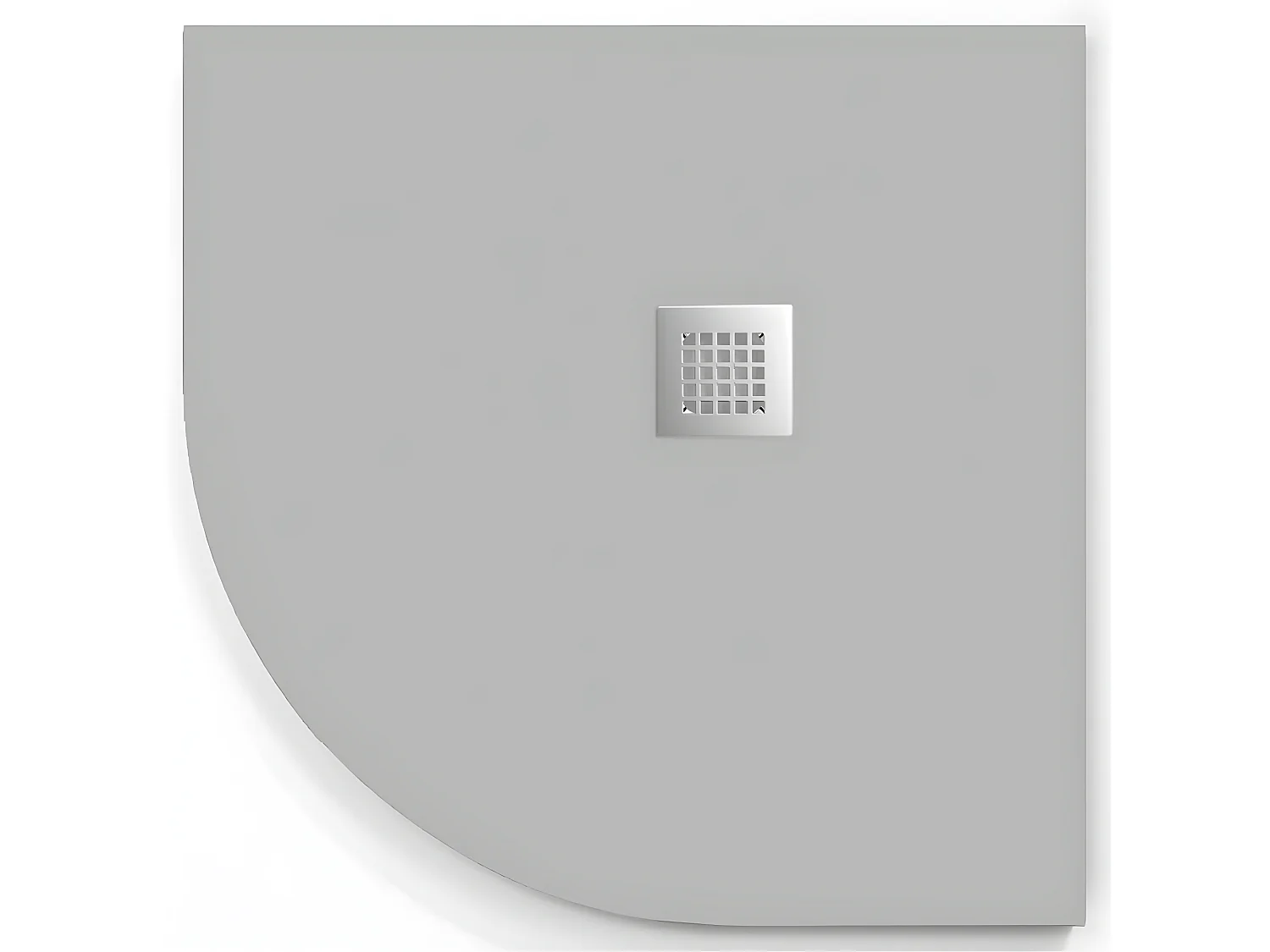 Plato de ducha  ONDA CURVE CENIZA  90x90 cm (radio 50) rejilla inox