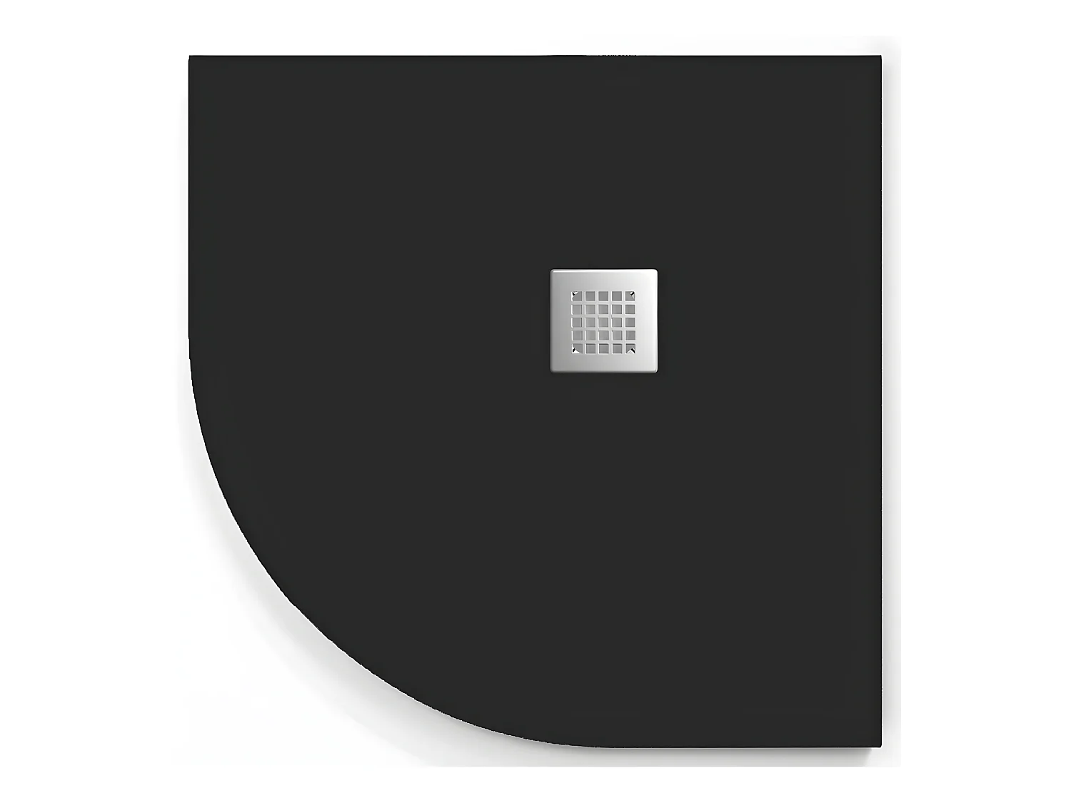 Plato de ducha  ONDA CURVE NEGRO  90x90 cm (radio 50) rejilla inox