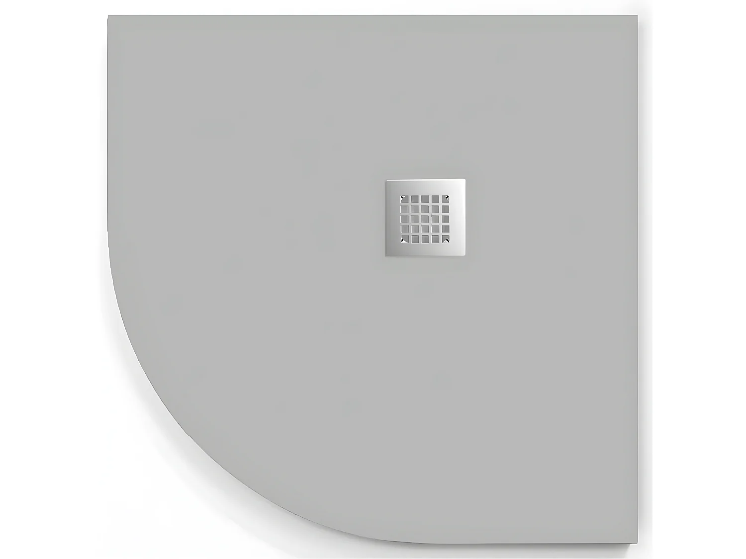 Plato de ducha  ONDA CURVE CENIZA  80x80 cm (radio 50) rejilla inox