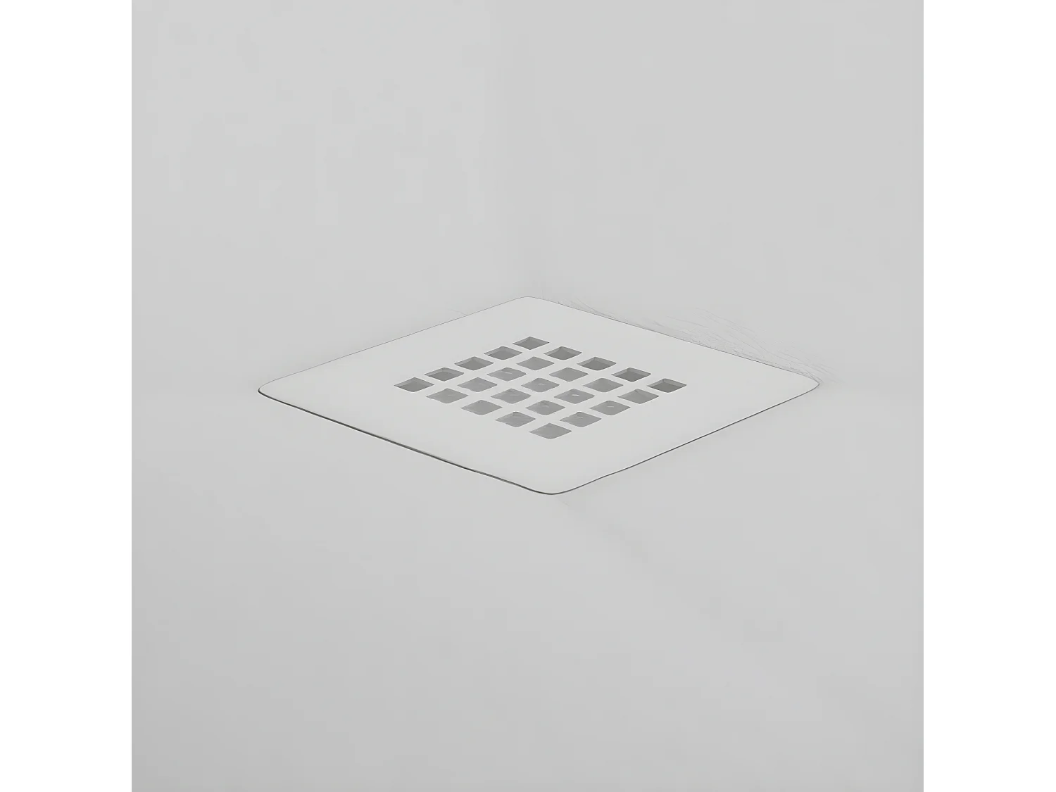 Mineralguss-Duschwanne extra flach CENTRO Schieferoptik WEIß 110x160 cm Edelstahl in gleicher Farbe Auslaufschutz in Farbe