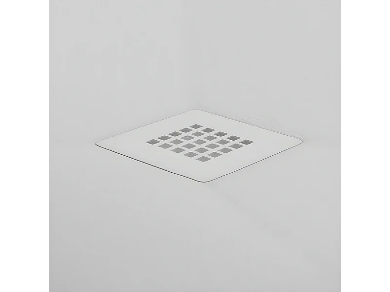 Mineralguss-Duschwanne extra flach CENTRO Schieferoptik WEIß 110x160 cm Edelstahl in gleicher Farbe Auslaufschutz in Farbe