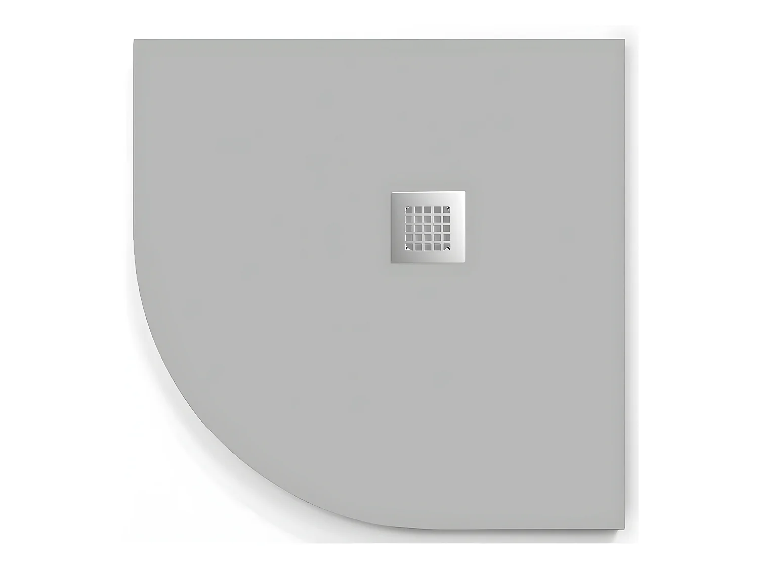Plato de ducha  ONDA CURVE CENIZA  80x80 cm (radio 55) rejilla inox