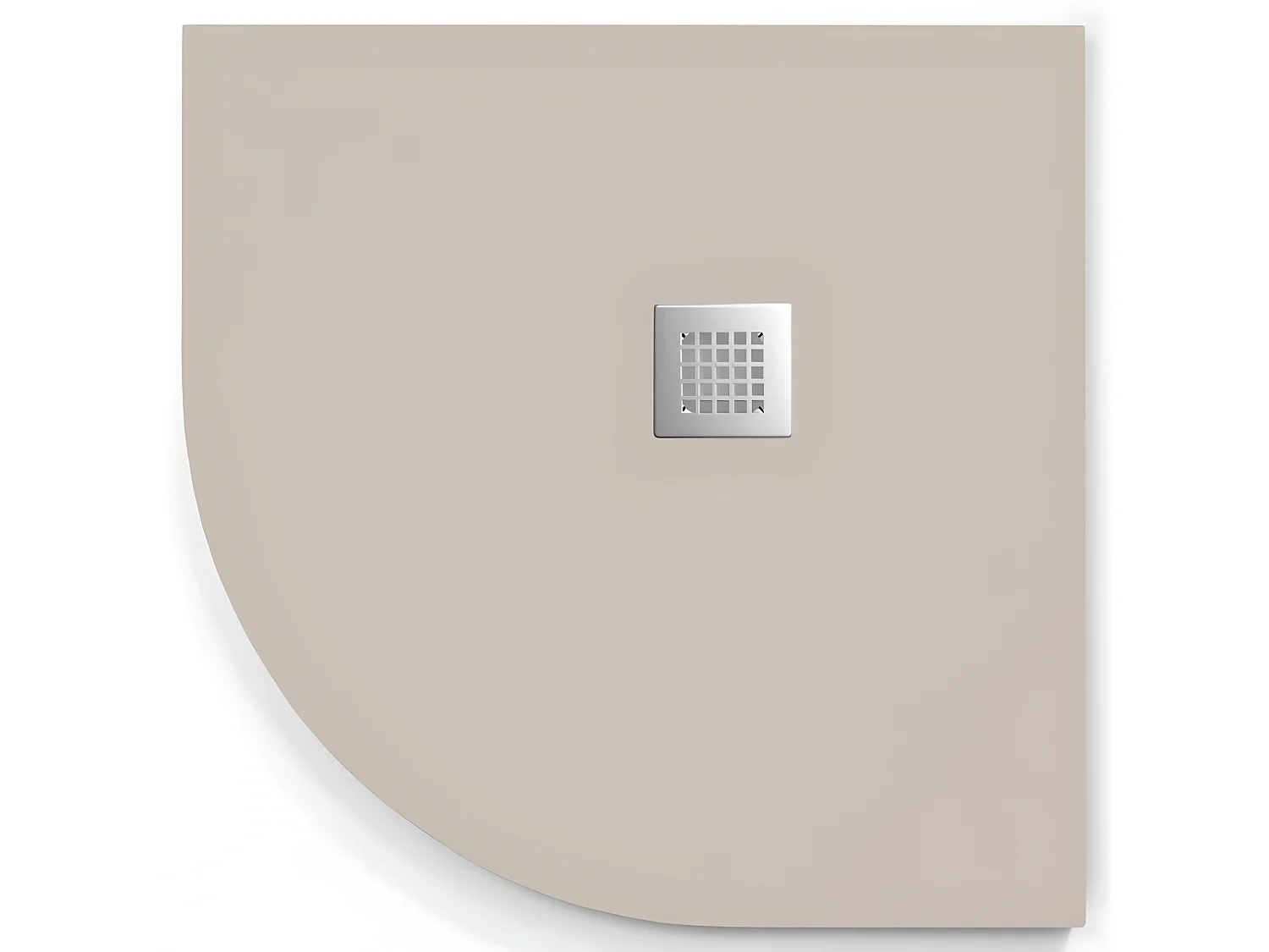 Plato de ducha  ONDA CURVE CREMA  80x80 cm (radio 50) rejilla inox