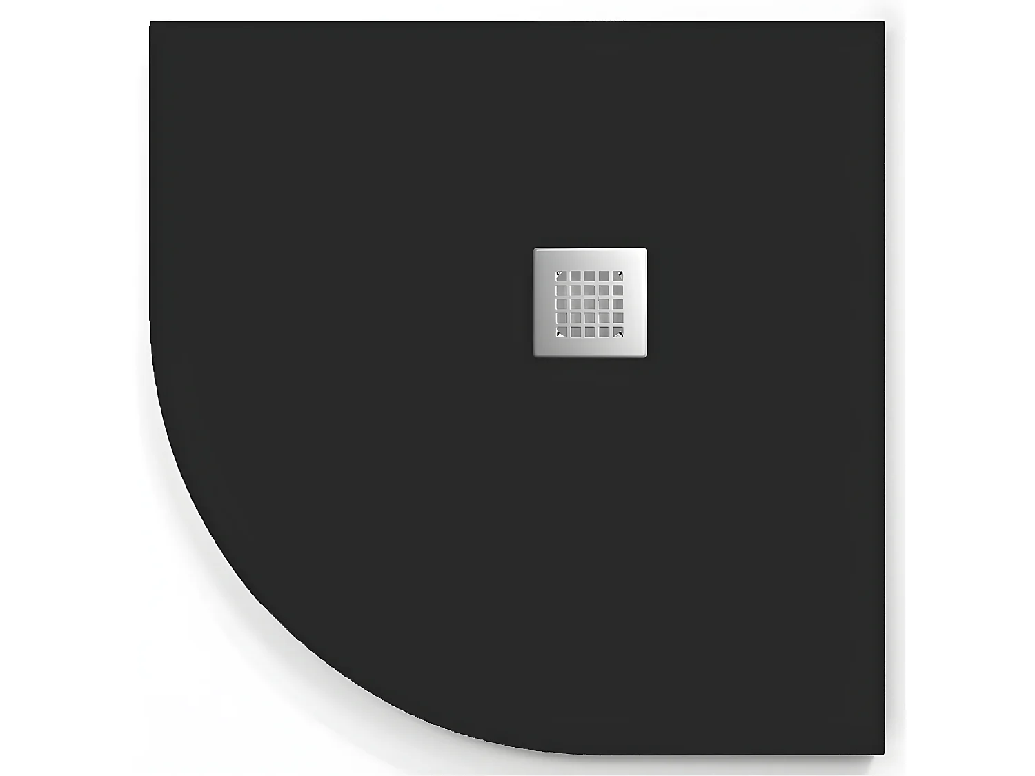 Plato de ducha  ONDA CURVE NEGRO  80x80 cm (radio 50) rejilla inox