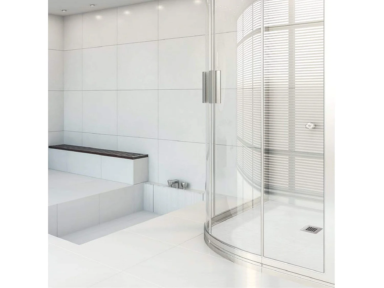 Plato de ducha  ONDA CURVE ANTRACITA  80x80 cm (radio 50) rejilla inox