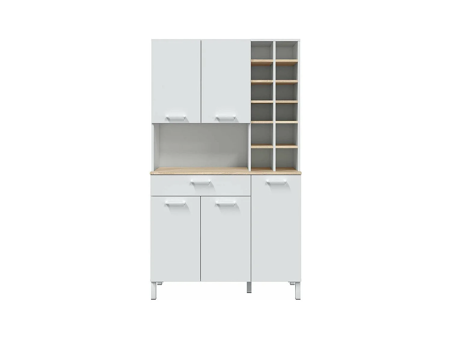 Buffet Haut 5 Portes 1 Tiroir avec Casiers H186 cm - Kira