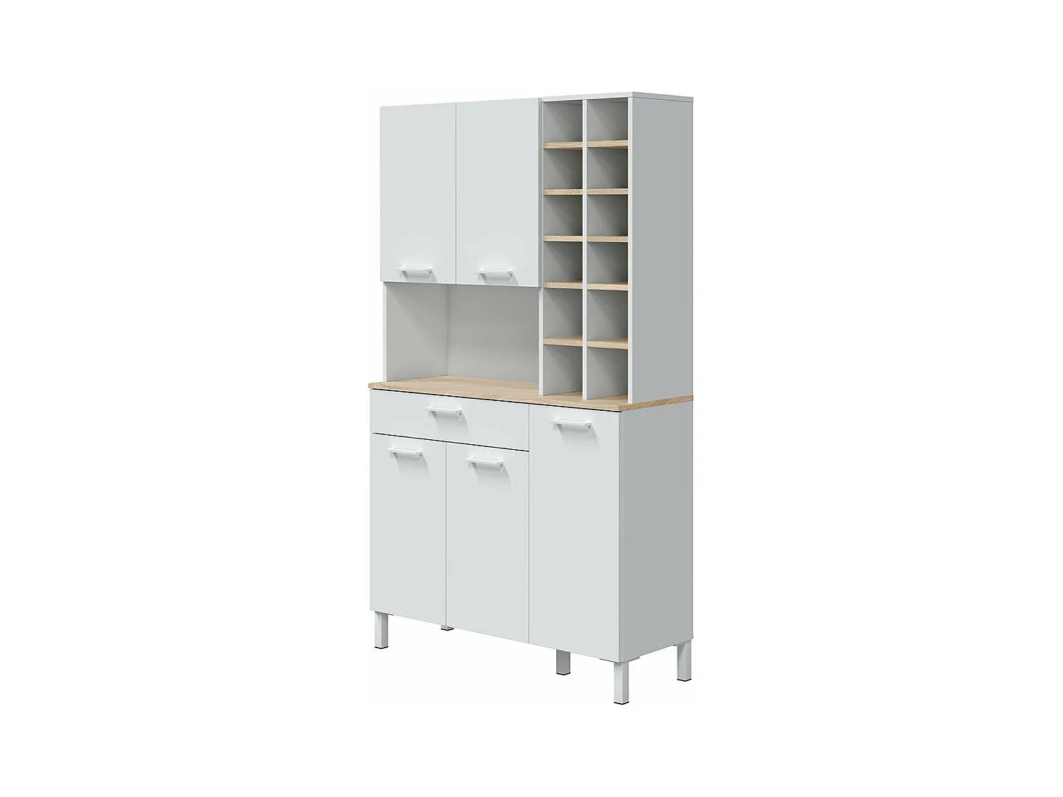 Buffet Haut 5 Portes 1 Tiroir avec Casiers H186 cm - Kira
