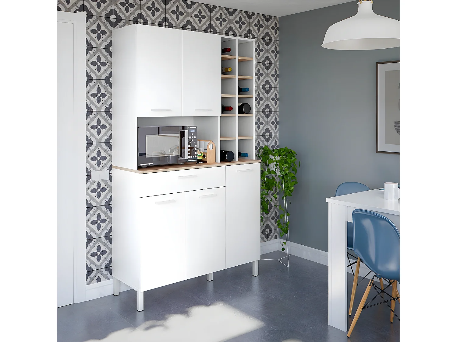 Buffetkast Hoog 5 Deuren 1 Lade met Vakken H186 cm - Kira