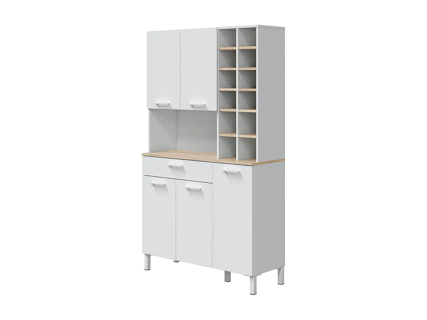 Buffet Haut 5 Portes 1 Tiroir avec Casiers H186 cm - Kira