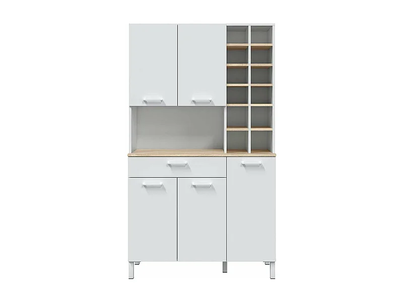 Buffet Haut 5 Portes 1 Tiroir avec Casiers H186 cm - Kira