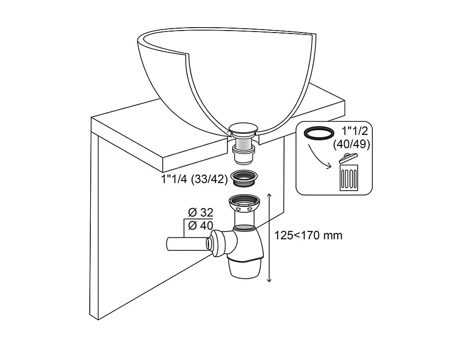 Siphon für Waschtische WIRQUIN