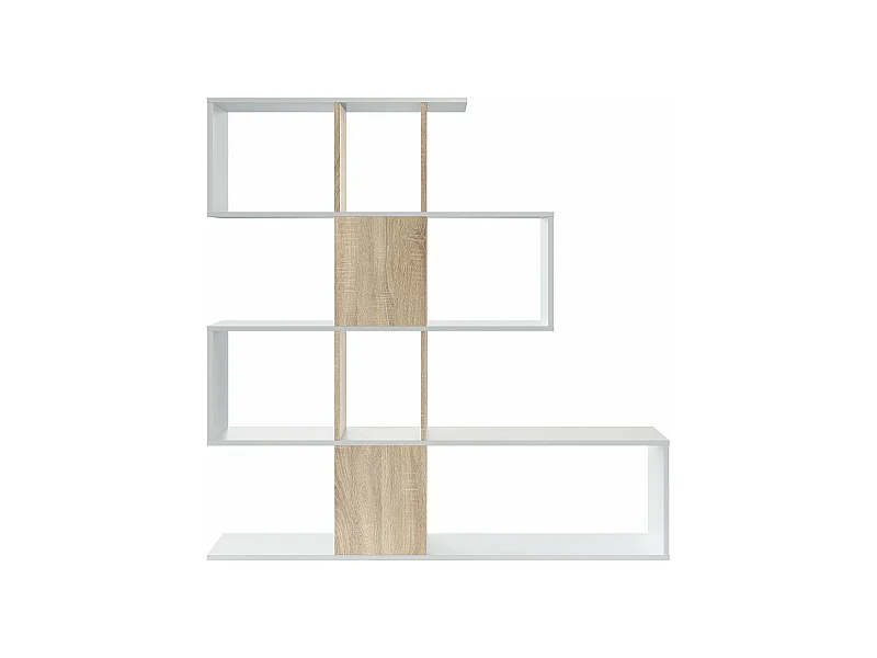 Bibliothèque avec 4 niveaux et 11 compartiments de rangement H145 cm - Zigzag