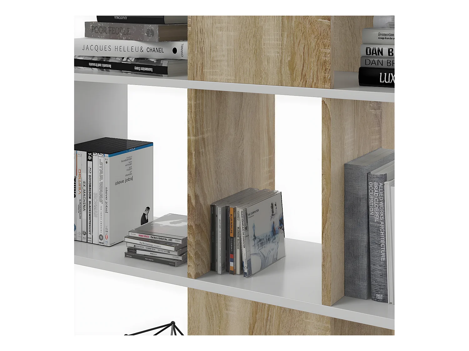 Bibliothèque avec 4 niveaux et 11 compartiments de rangement H145 cm - Zigzag