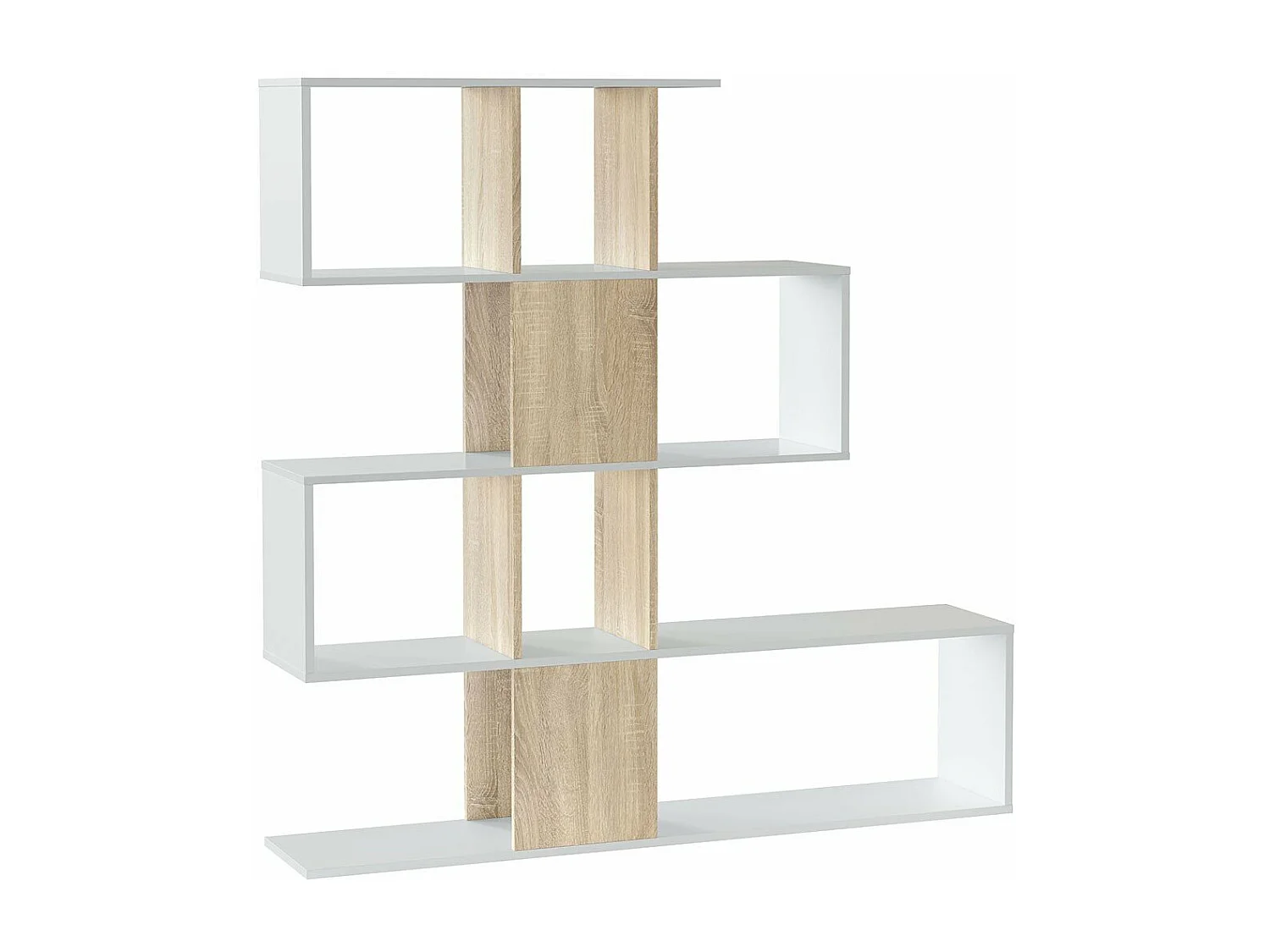 Bibliothèque avec 4 niveaux et 11 compartiments de rangement H145 cm - Zigzag