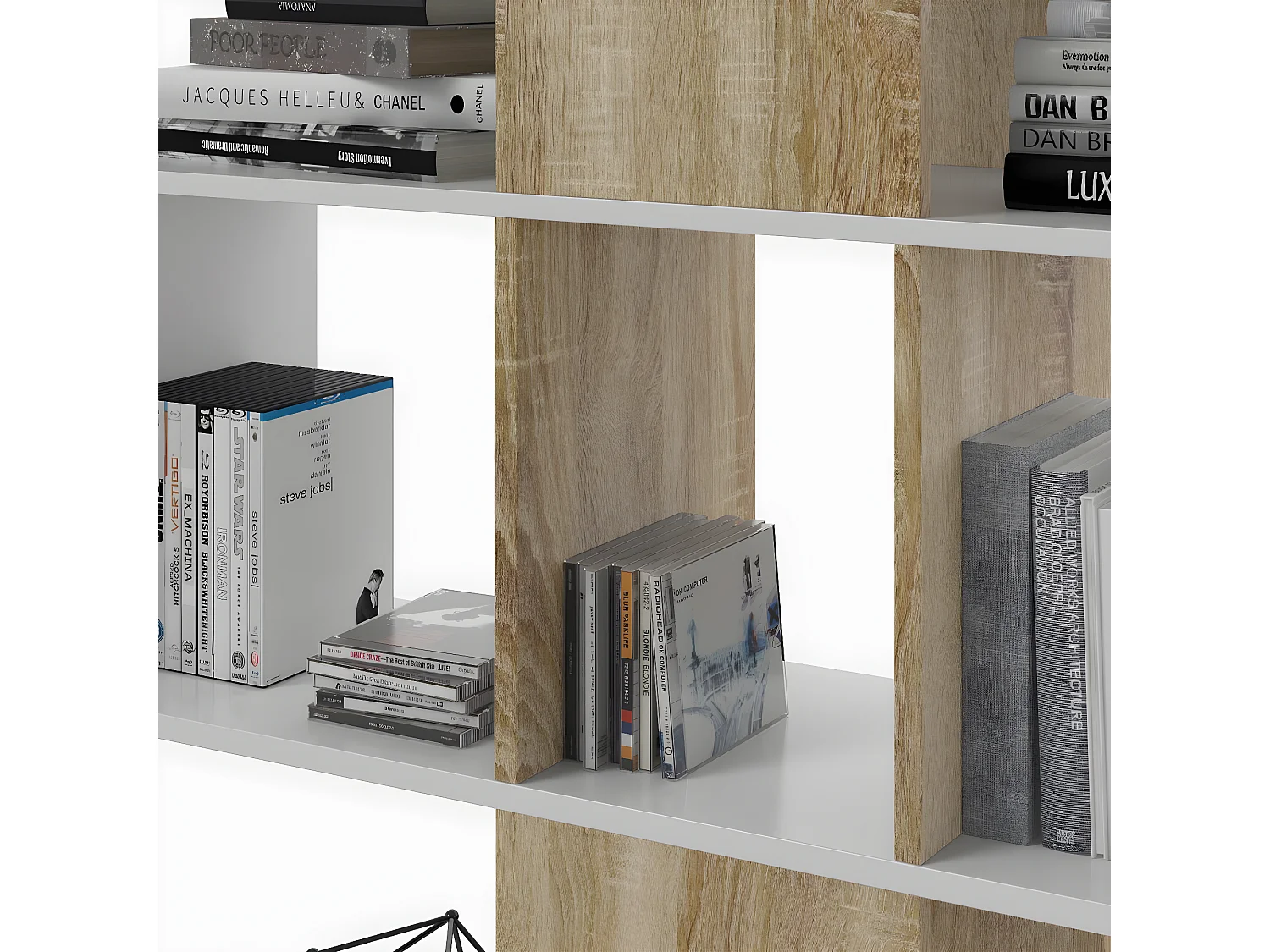 Bibliothèque avec 4 niveaux et 11 compartiments de rangement H145 cm - Zigzag