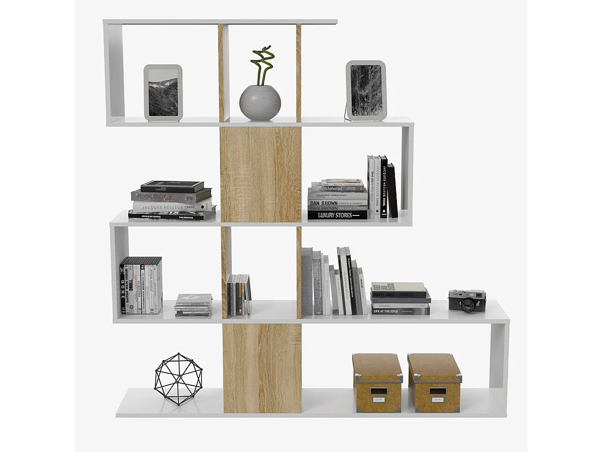 Libreria con 4 livelli e 11 scomparti di archiviazione - H145 cm - Zigzag
