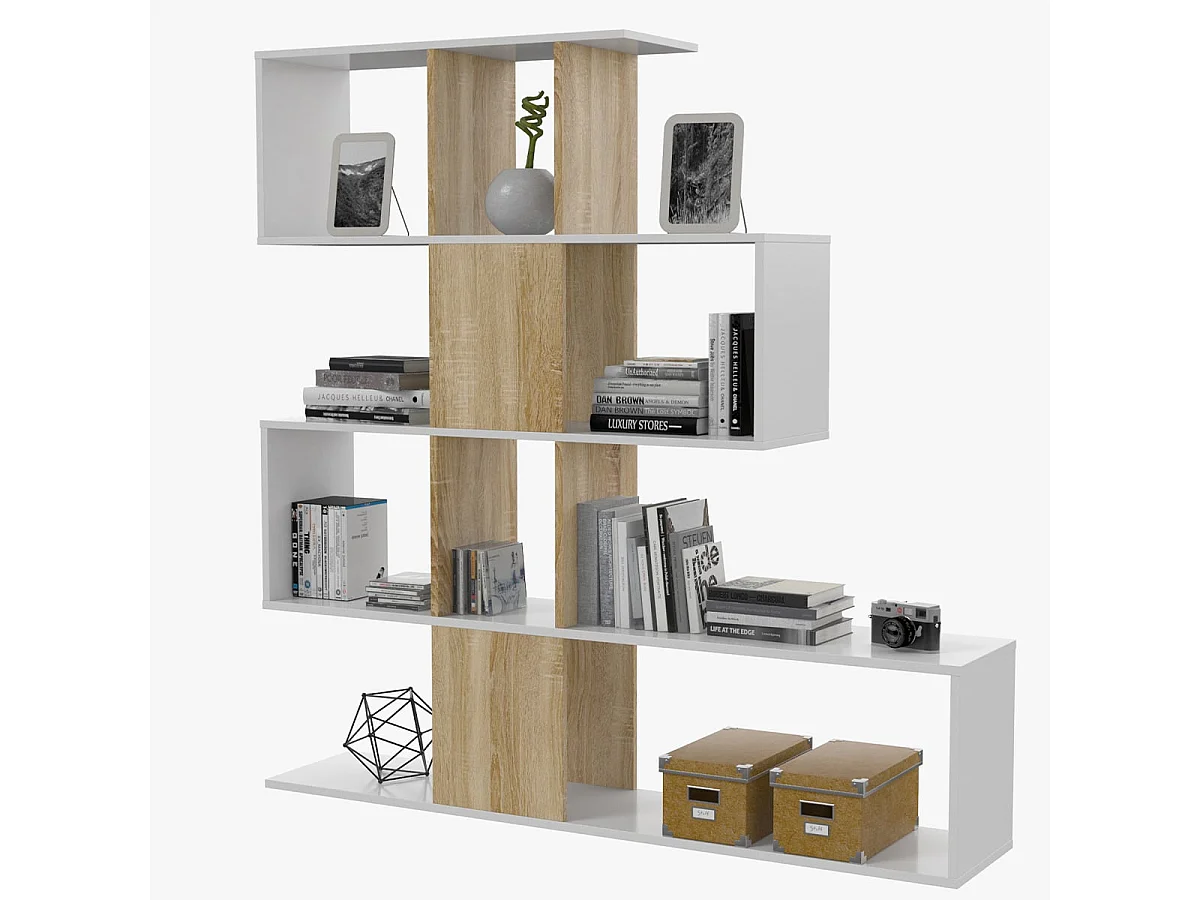 Libreria con 4 livelli e 11 scomparti di archiviazione - H145 cm - Zigzag