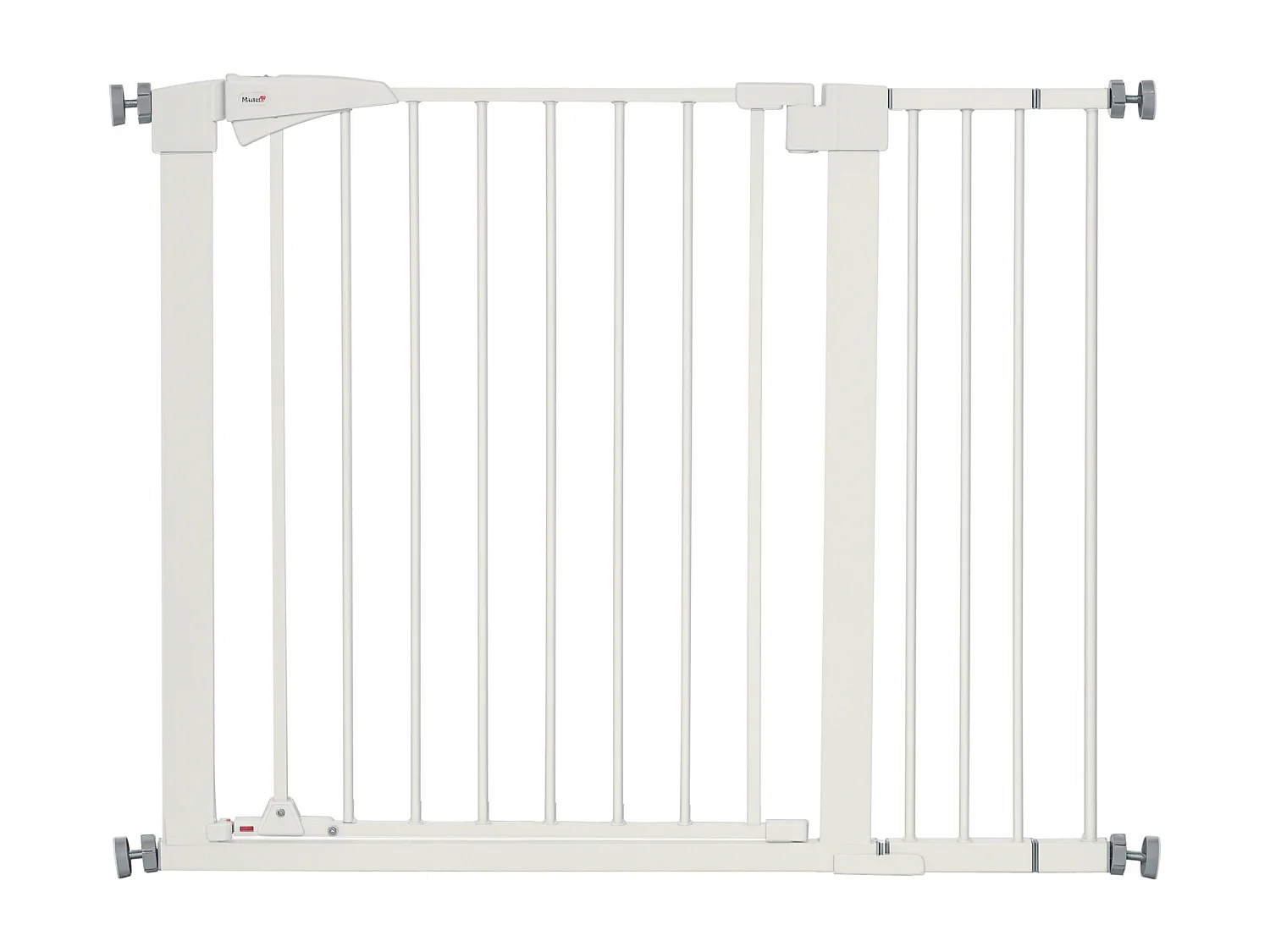 Barrière de sécurité animaux réglable 76-103L cm - porte 2 verrouillages, ouverture 2 sens - acier ABS blanc