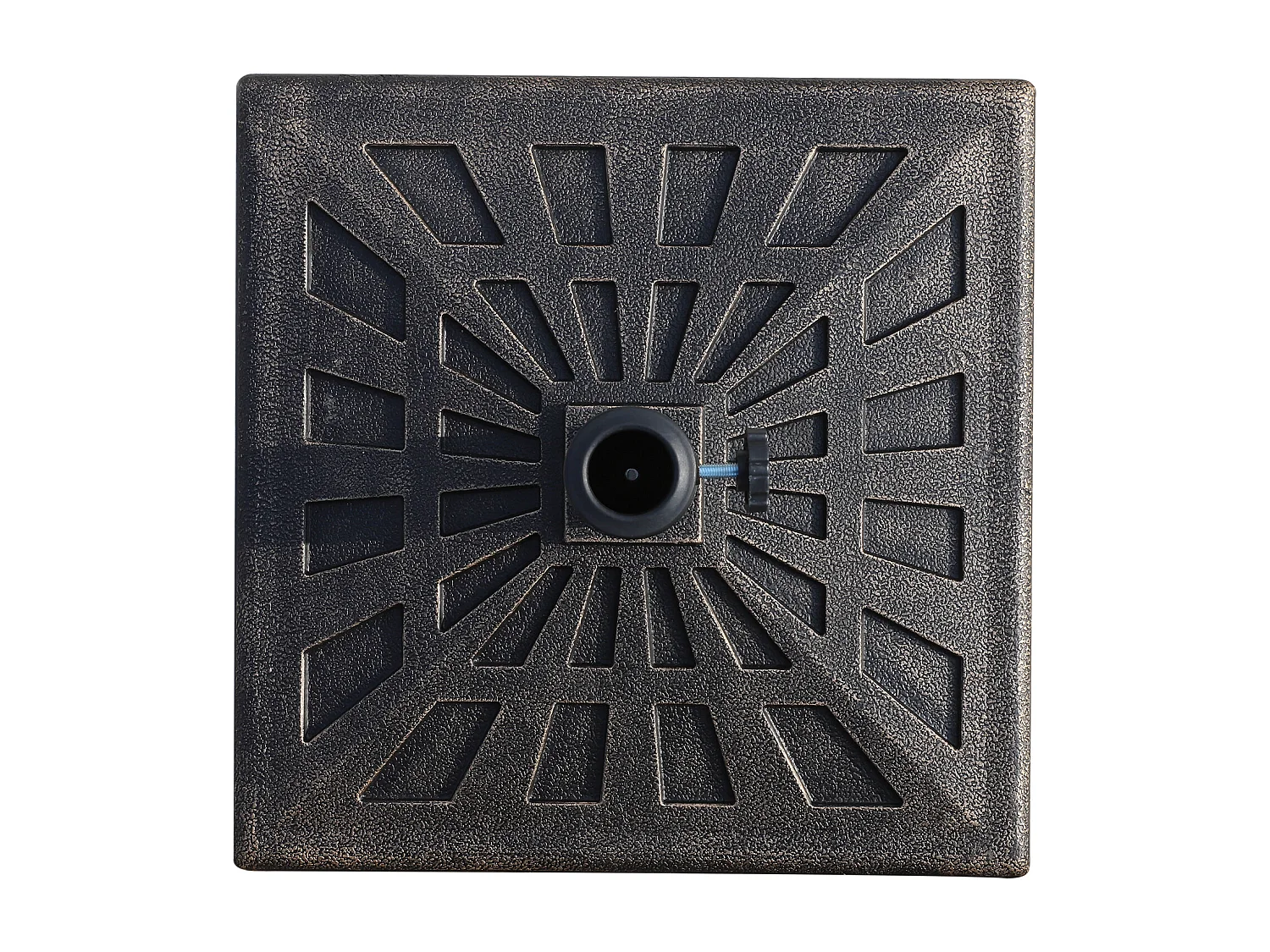 Pied de parasol base de lestage carrée 51L x 51l x H 32 cm résine imitation fonte poids net 15 Kg bronze