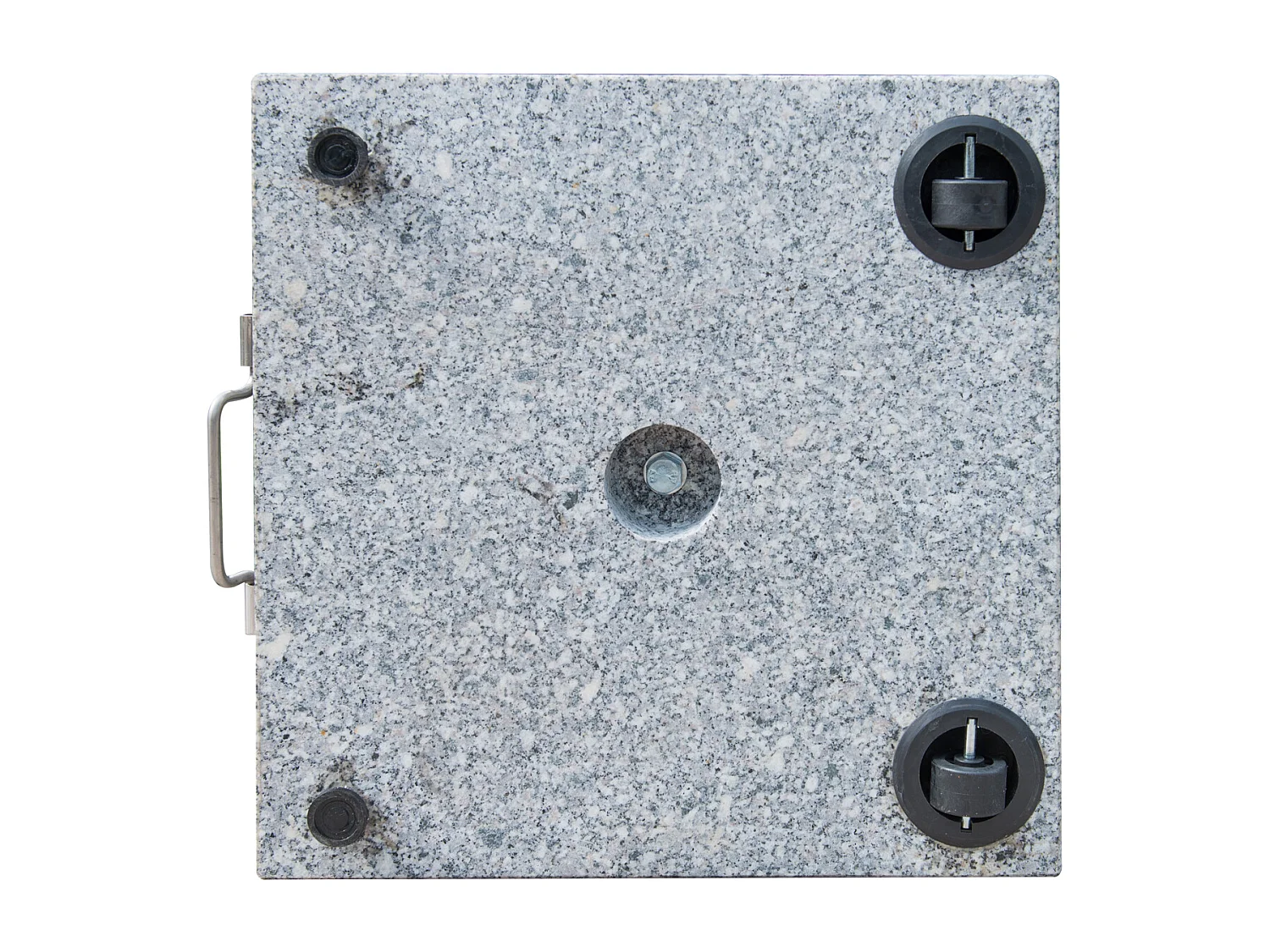 Pied/base de parasol granite gris poignée et roulettes compatible pied parasol Ø 35/38/48 mm