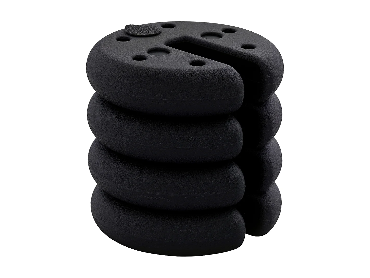 Lot de 4 poids de lestage rond pour tonnelle barnum tente dim. Ø 25 x 6H cm HDPE noir