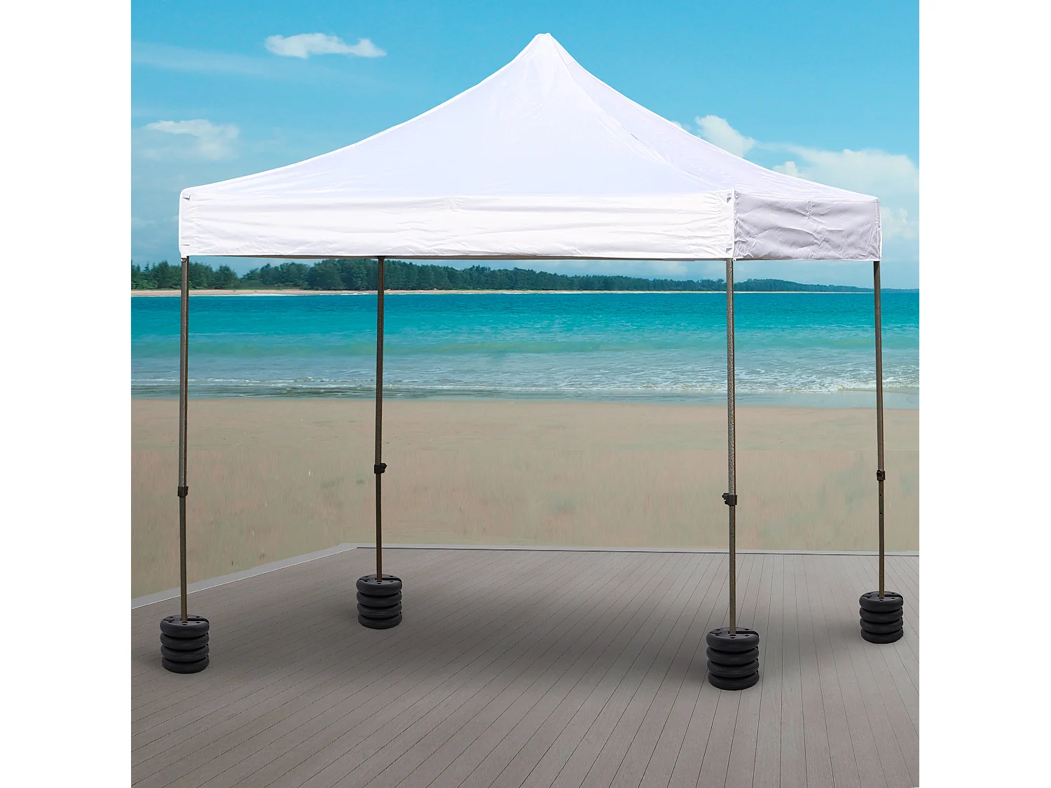 Lot de 4 poids de lestage rond pour tonnelle barnum tente dim. Ø 25 x 6H cm HDPE noir