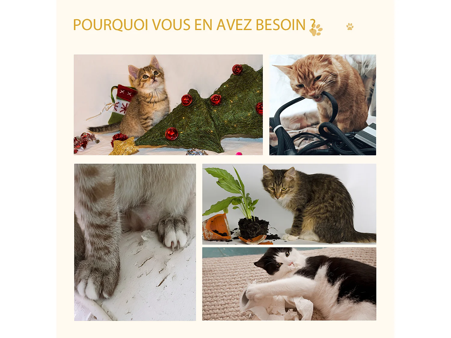 Arbre à chat 2 griffoirs niche entrée tête de chat plateforme d'observation jouet suspendu coussins amovibles peluche grande douceur aspect bois clair
