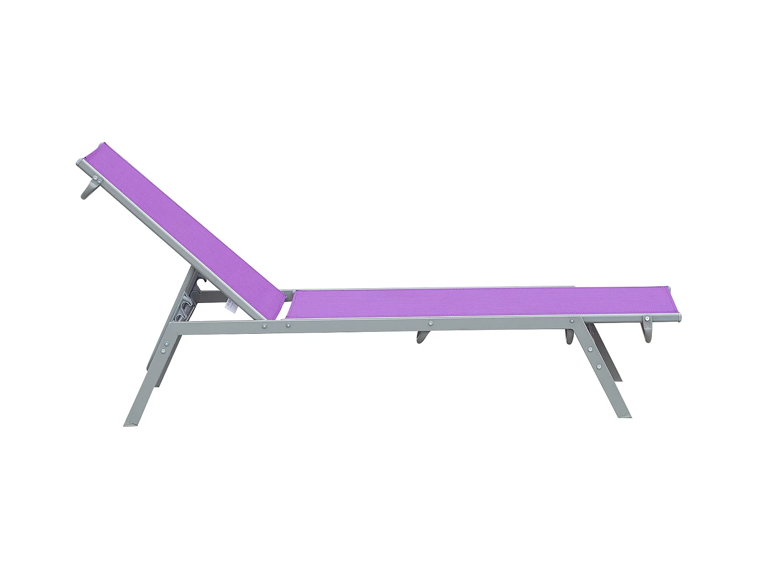 Bain de soleil transat - chaise longue - design contemporain - dossier inclinable multi-positions - métal époxy textilène mauve - dim. 170 x 58 x 97 cm