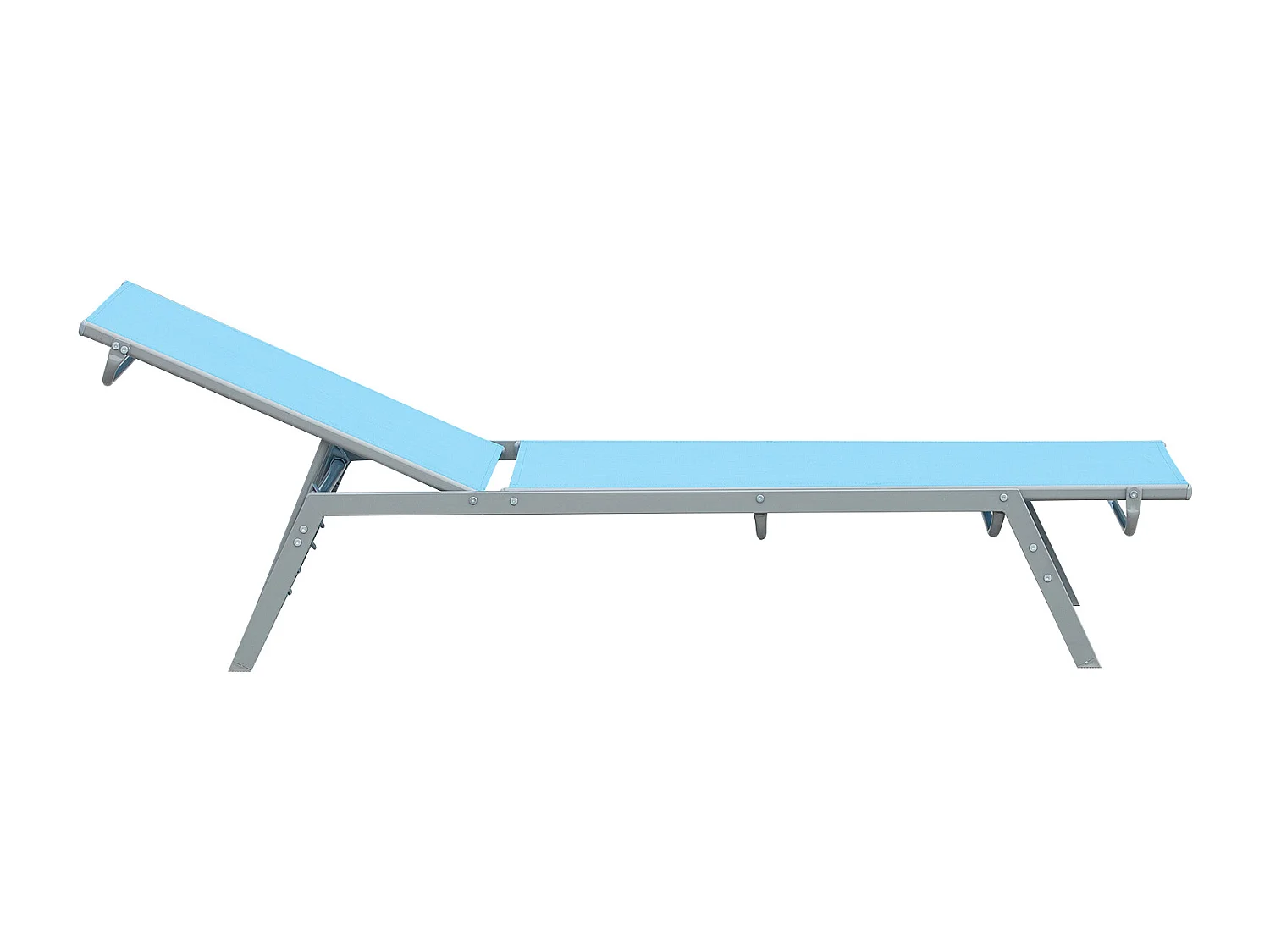 Bain de soleil transat - chaise longue - design contemporain - dossier inclinable multi-positions - métal époxy textilène bleu ciel - dim. 170 x 58 x 97 cm