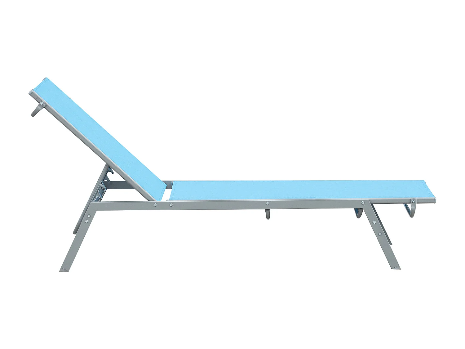 Bain de soleil transat - chaise longue - design contemporain - dossier inclinable multi-positions - métal époxy textilène bleu ciel - dim. 170 x 58 x 97 cm