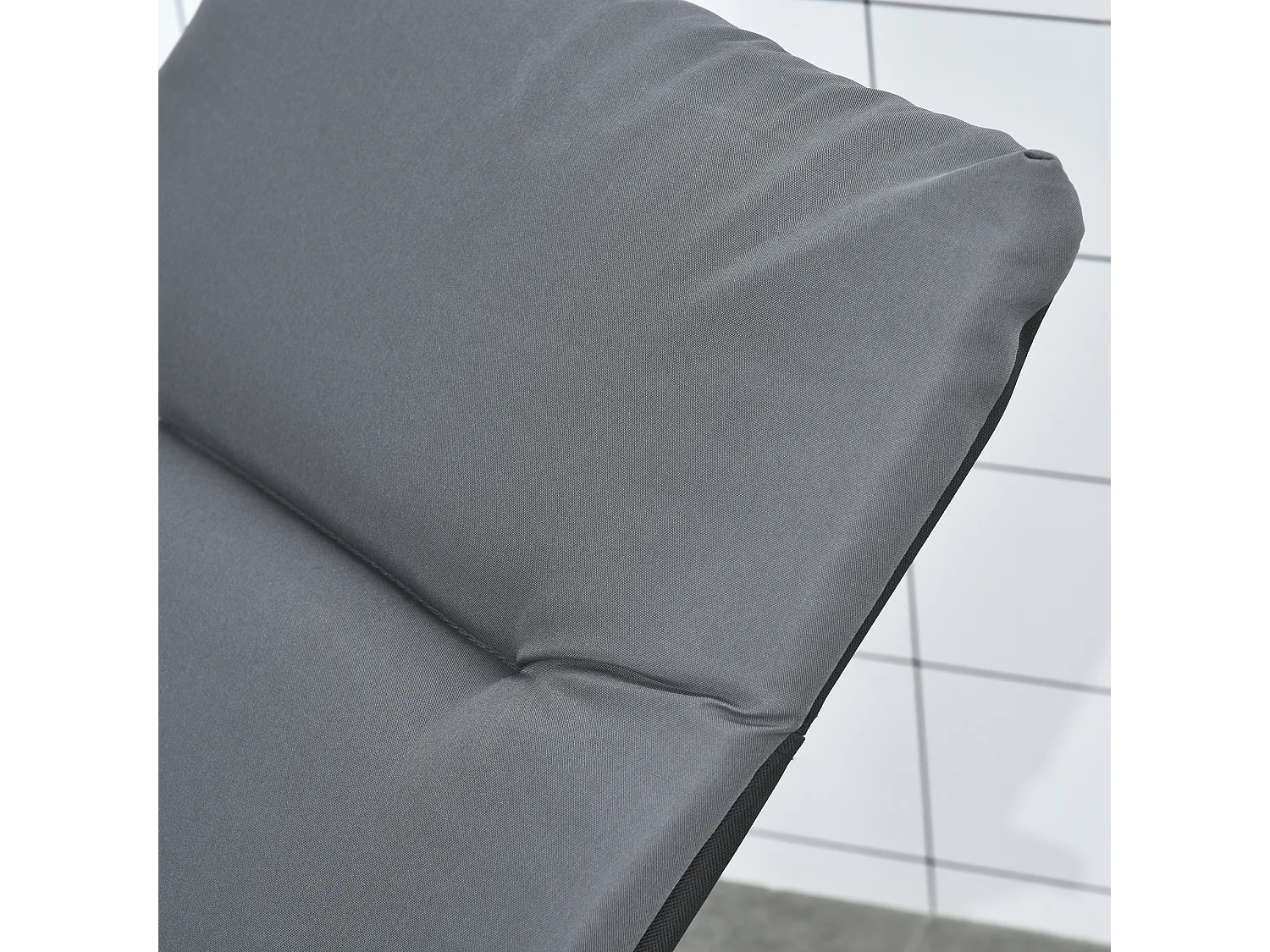 Bain de soleil pliable transat inclinable 6 positions grand confort avec matelas + accoudoirs acier polyester gris